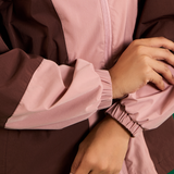 Vera Cinched Windbreaker in Dark Brown & Blush Pink