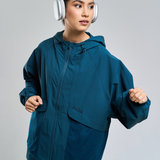 Thara Boxy Windbreaker in Teal Blue