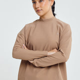 Lily Basic Ribbed Top in Brown