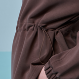 Edith High Neck Cinched Waist Sweatshirt in Dark Brown