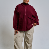 Thara Boxy Windbreaker in Maroon
