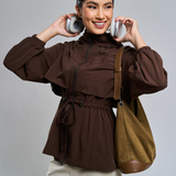 Megan Trench Windbreaker in Dark Brown