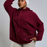 Thara Boxy Windbreaker in Maroon