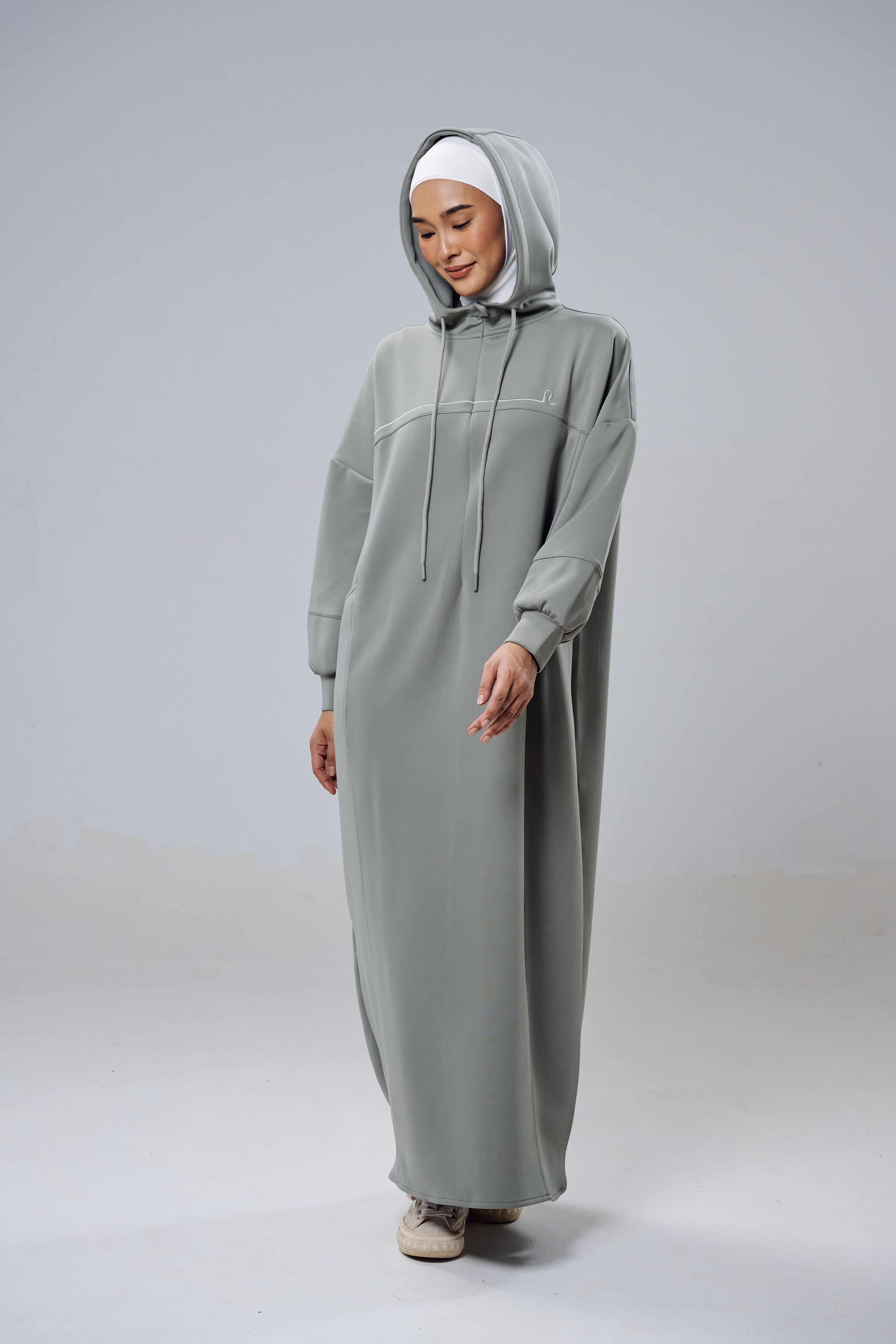 Natalia Hoodie Dress in Ash Green NADA Natalia Hoodie Dress in Ash Green NADA