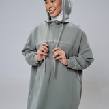 Natalia Hoodie Dress in Ash Green