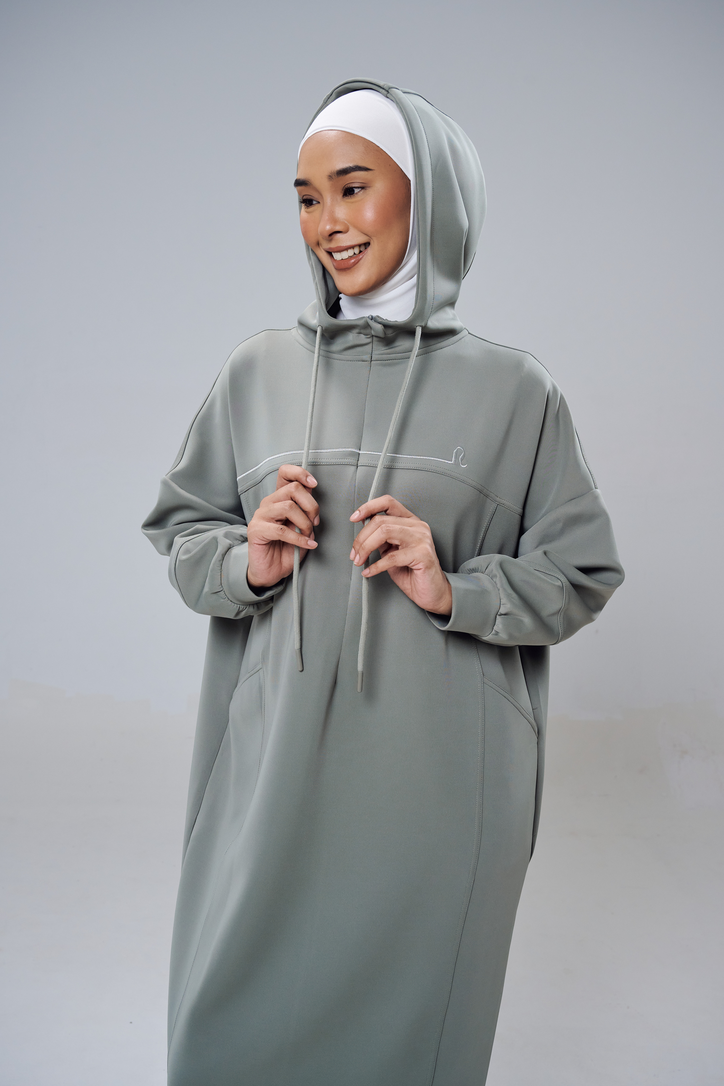 Natalia Hoodie Dress in Ash Green NADA Natalia Hoodie Dress in Ash Green NADA