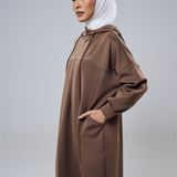Natalia Hoodie Dress in Dark Brown