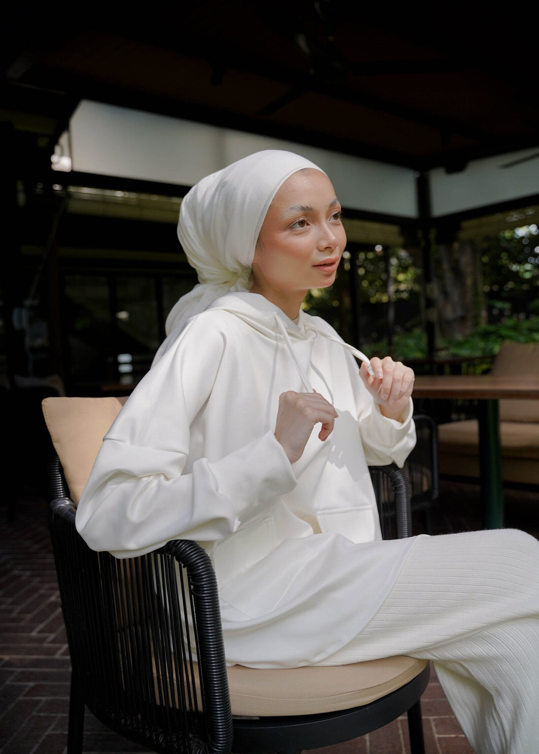 NADINE Batwing Hoodie in Dove White