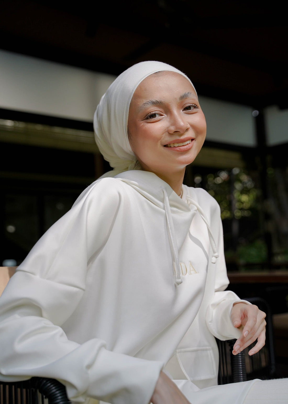 NADINE Batwing Hoodie in Dove White