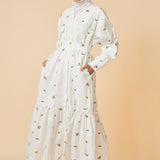 Alana Button down Dress in Daisy White