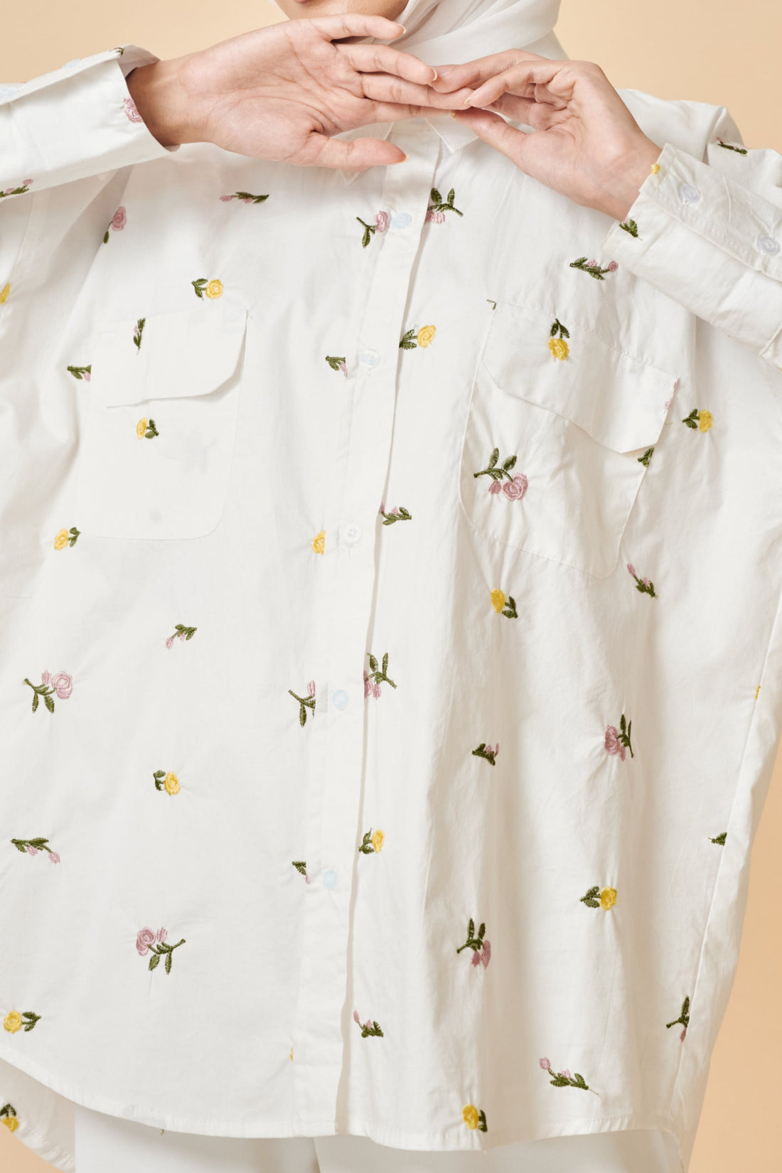 Tulip Button down Shirt in White