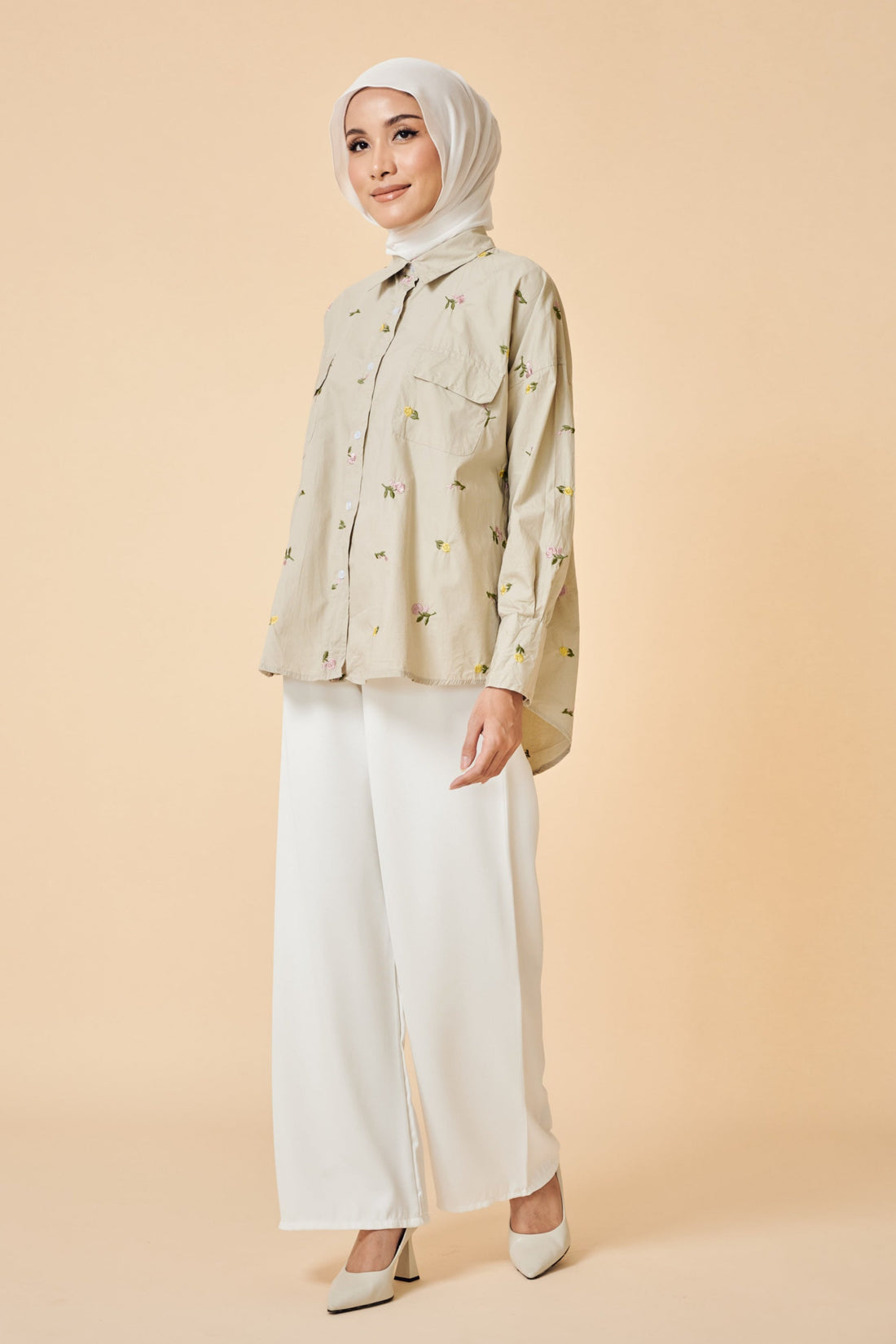 Tulip Button down Shirt in Khaki
