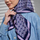 Daylight Twill Satin Monogram Scarf in Violet Purple