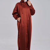 Natalie Hoodie Dress in Brick Red