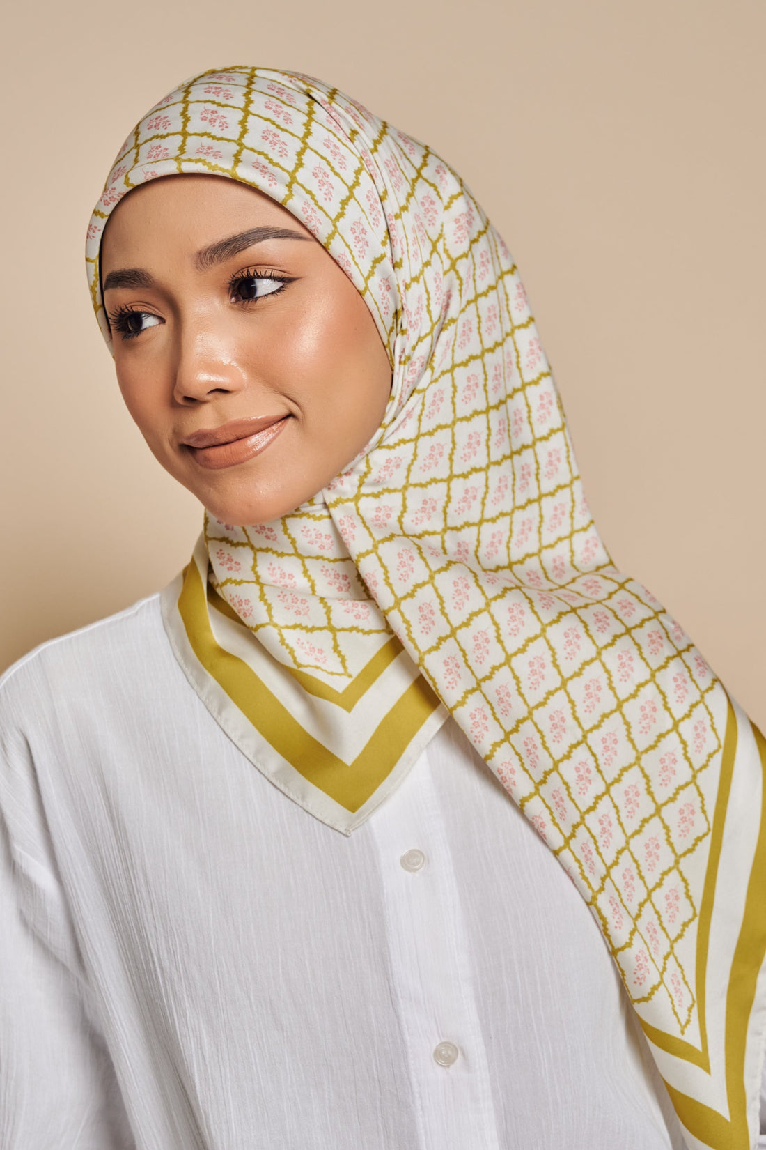 Nayla Monogram Scarf in Lime Green
