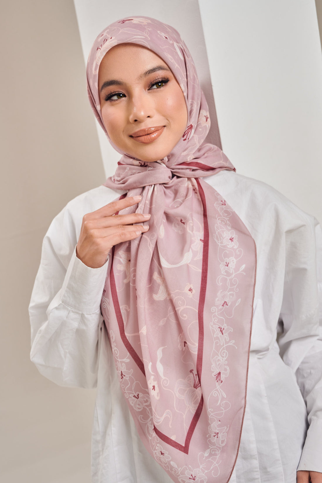 Botanical Blossom Scarf in Dusty Pink
