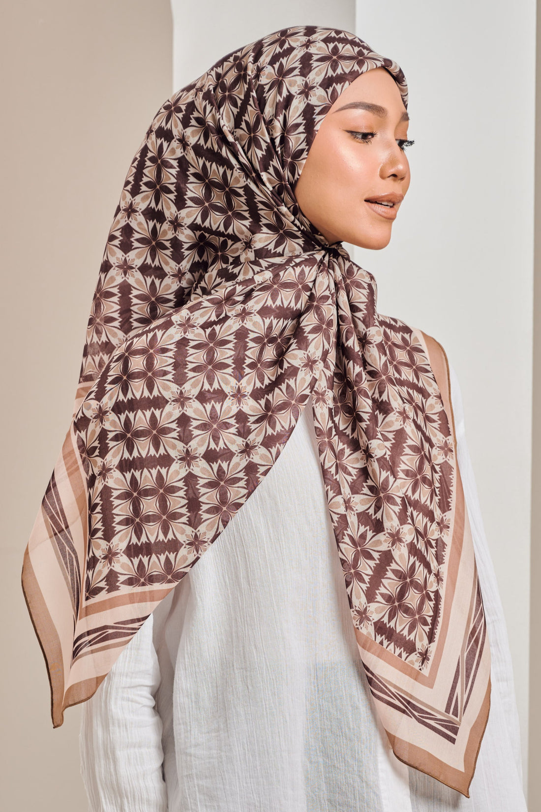 Grace Monogram Scarf in Brown
