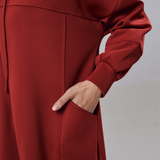 Natalia Hoodie Dress in Red