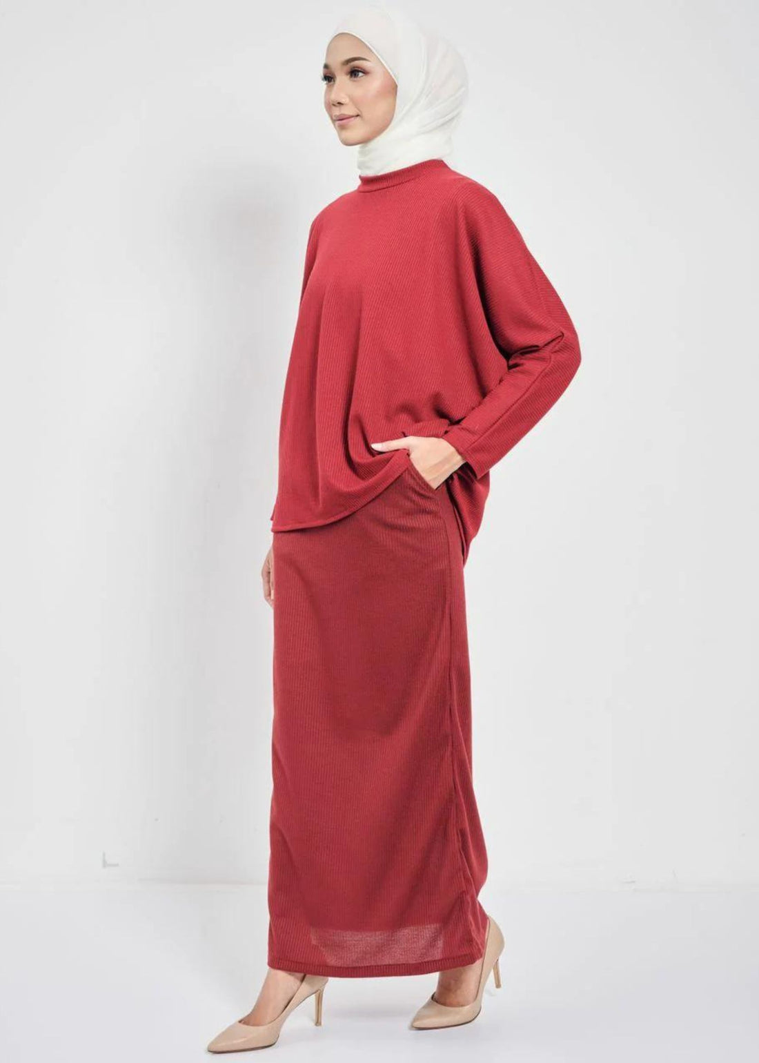 DONNA A Line Skirt in Ruby Red